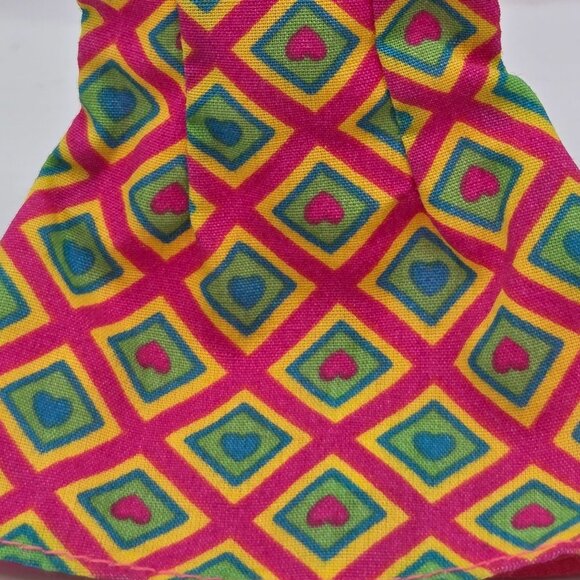 Vintage 1990s Barbie Doll Dress Pink & Geometric Pattern - Picture 2 of 6